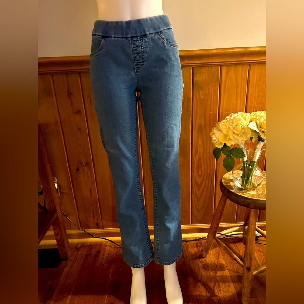 Pull on denim jeggings, 10P Lee Styleup boot cut flat front jeans, petite, short